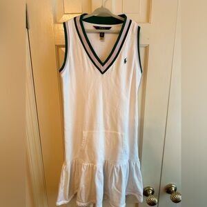 Polo White Sleeveless Dress with Green Accents Ralph Lauren girls tennis